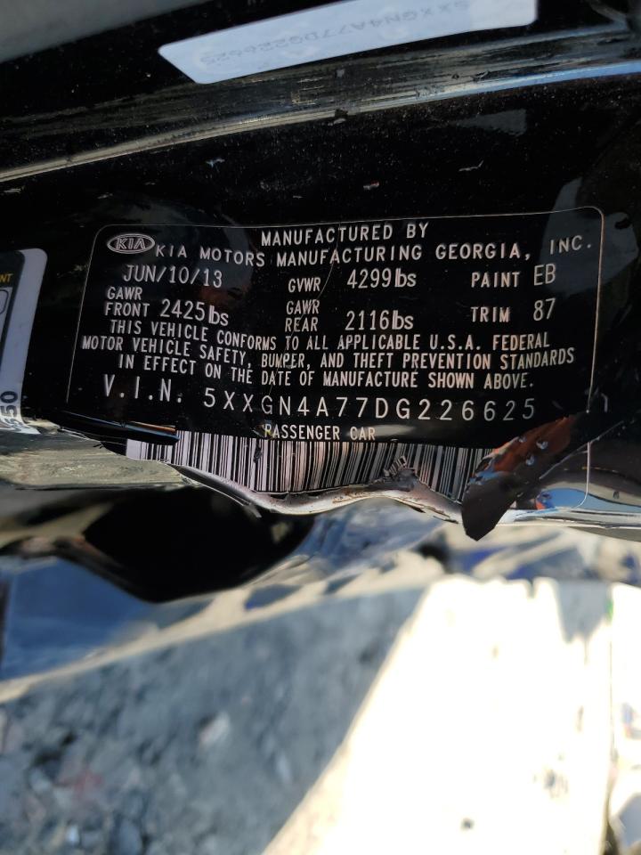 2013 KIA Optima VIN 5XXGN4A77DG226625 Copart auction photo, side damage thumbnail 12