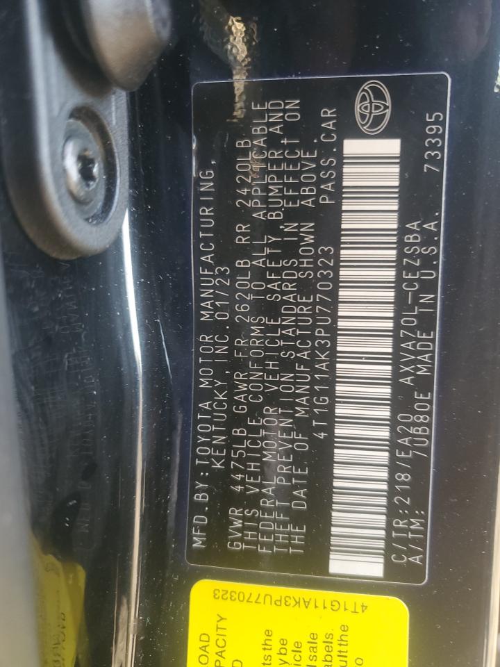 2023 Toyota Camry VIN 4T1G11AK3PU770323 Copart auction photo, side damage thumbnail 12