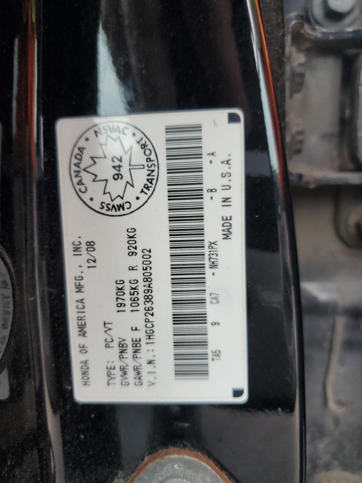 2009 Honda Accord VIN 1HGCP26389A805002 Copart auction photo, front end damage thumbnail 12