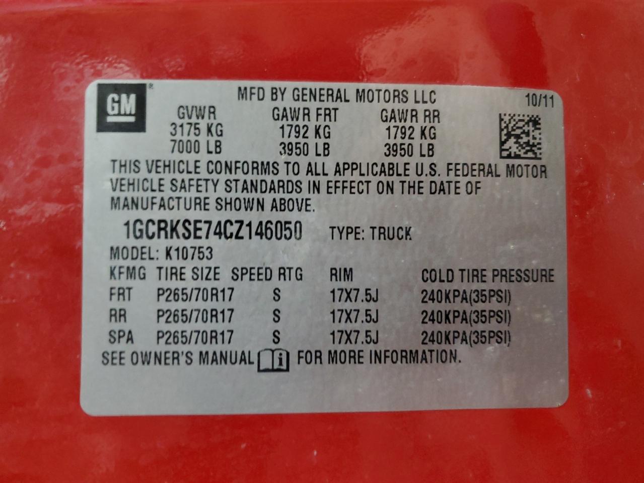 2012 Chevrolet Silverado VIN 1GCRKSE74CZ146050 Copart auction photo, front end / minor dent/scratches damage thumbnail 12
