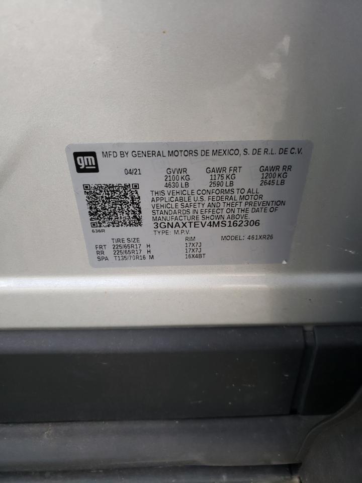 2021 Chevrolet Equinox VIN 3GNAXTEV4MS162306 Copart auction photo, front end damage thumbnail 14