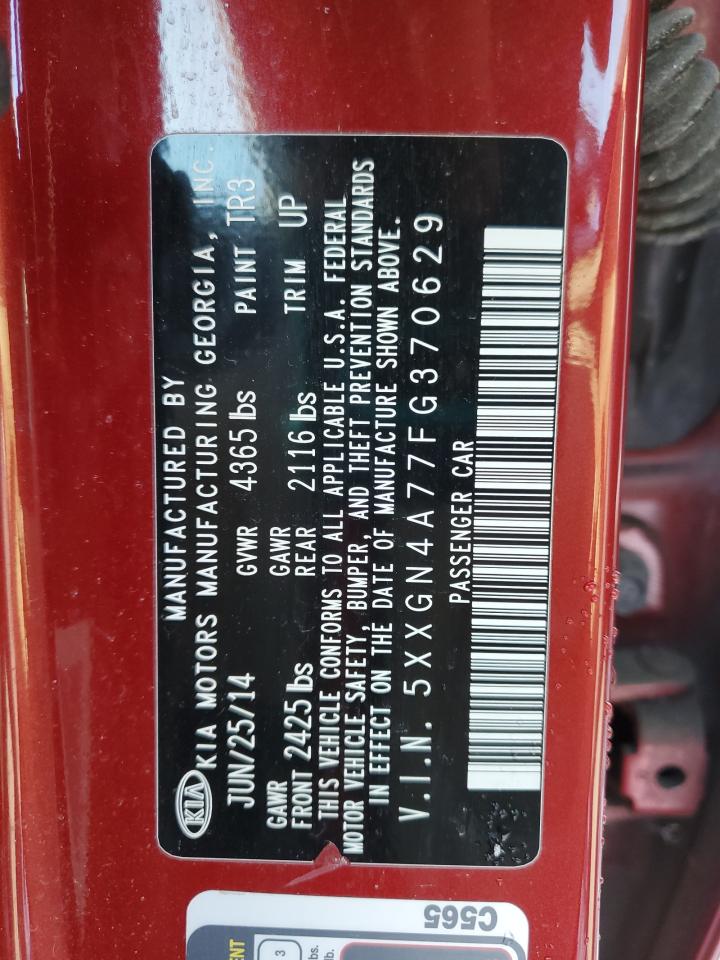 2015 KIA Optima VIN 5XXGN4A77FG370629 Copart auction photo, mechanical damage thumbnail 12