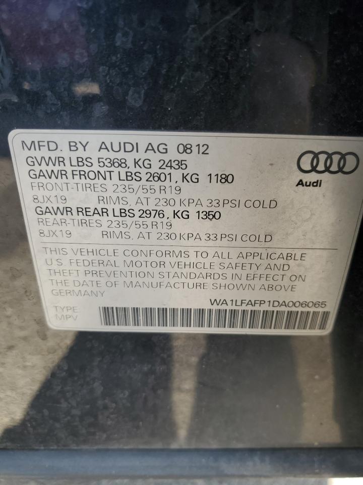 2013 Audi Q5 VIN WA1LFAFP1DA006065 Copart auction photo, minor dent/scratches damage thumbnail 13