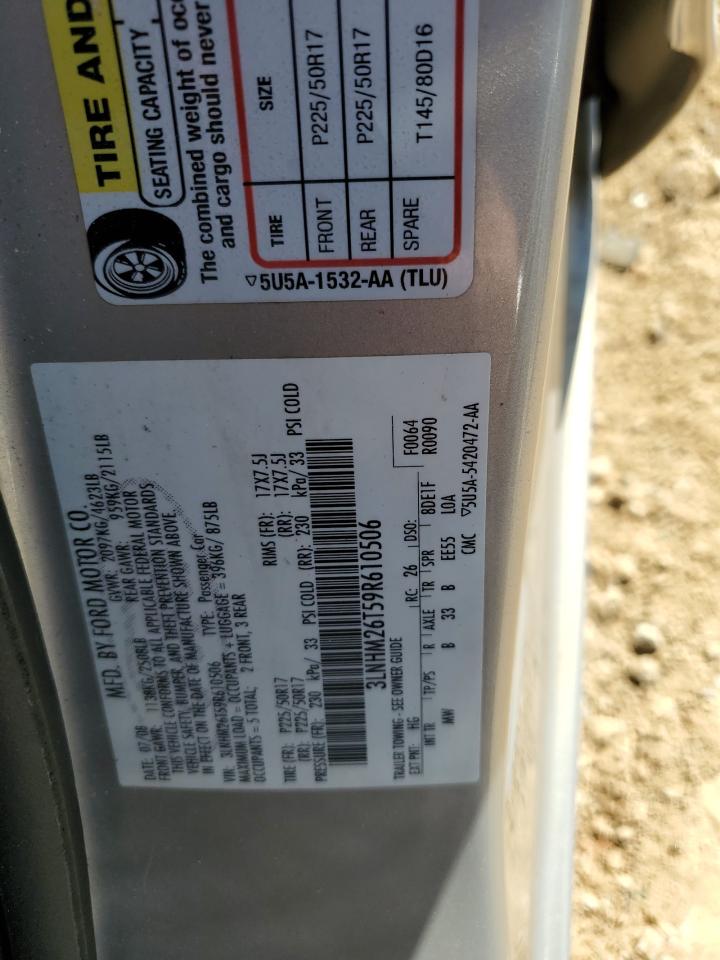 2009 Lincoln MKZ VIN 3LNHM26T59R610506 Copart auction photo, front end damage thumbnail 14