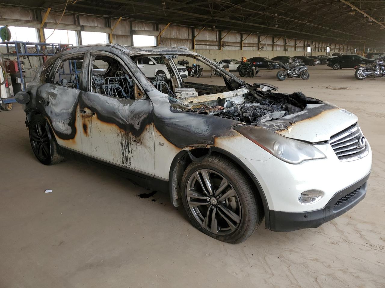 2014 Infiniti QX50 VIN JN1BJ0HP7EM210105 Copart auction photo, burn damage thumbnail 4