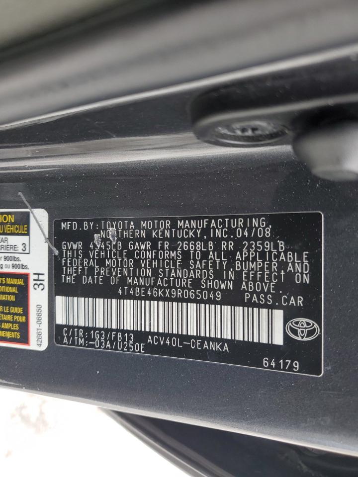 2009 Toyota Camry VIN 4T4BE46KX9R065049 Copart auction photo, front end damage thumbnail 12