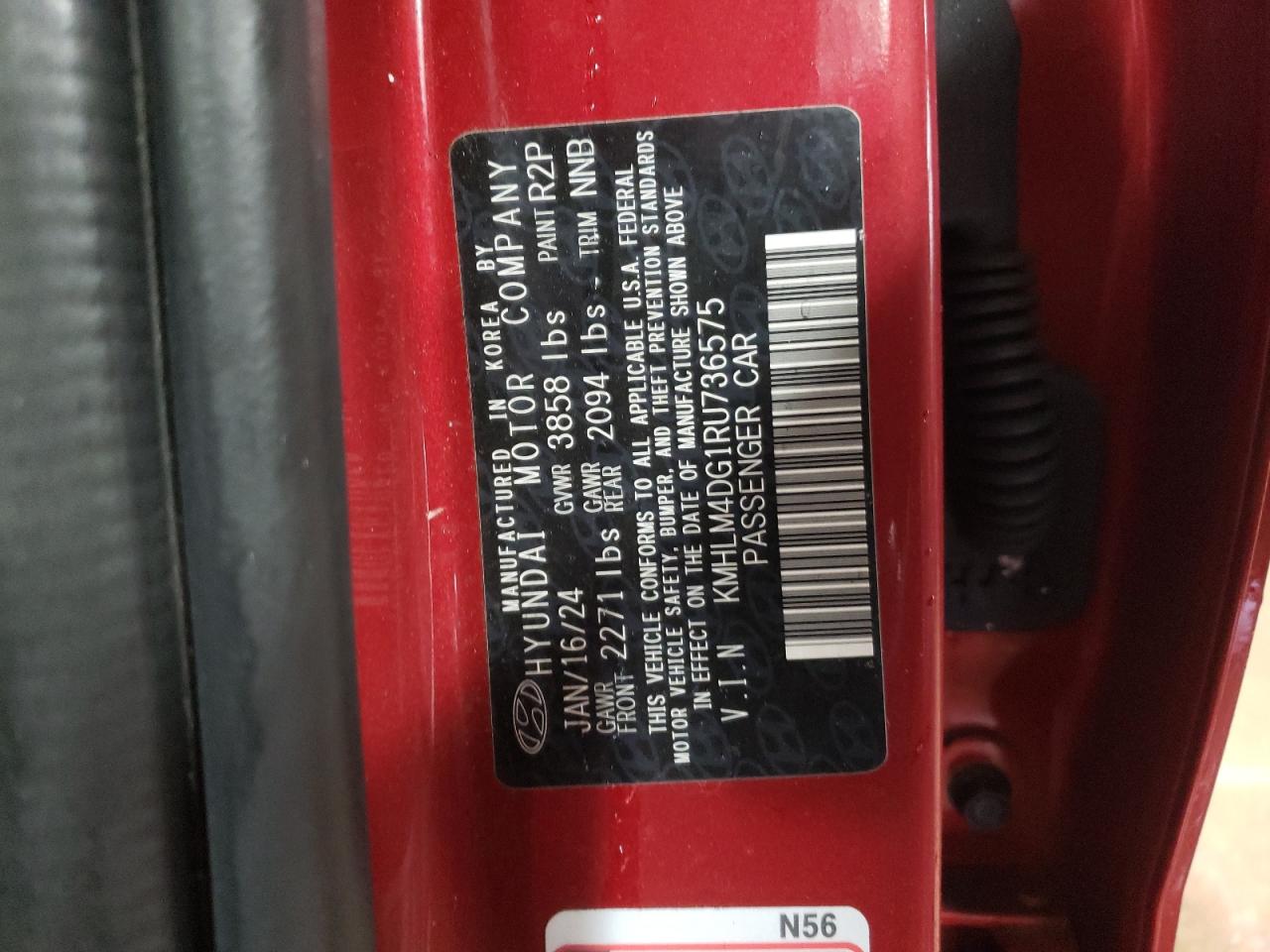 2024 Hyundai Elantra VIN KMHLM4DG1RU736575 Copart auction photo, front end / rear end damage thumbnail 12