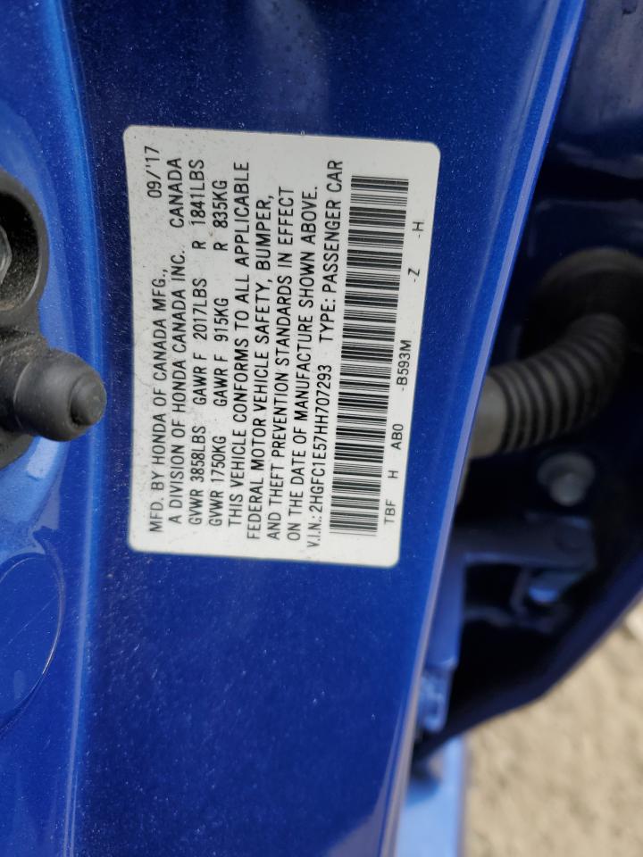 2017 Honda Civic VIN 2HGFC1E57HH707293 Copart auction photo, rear end damage thumbnail 12