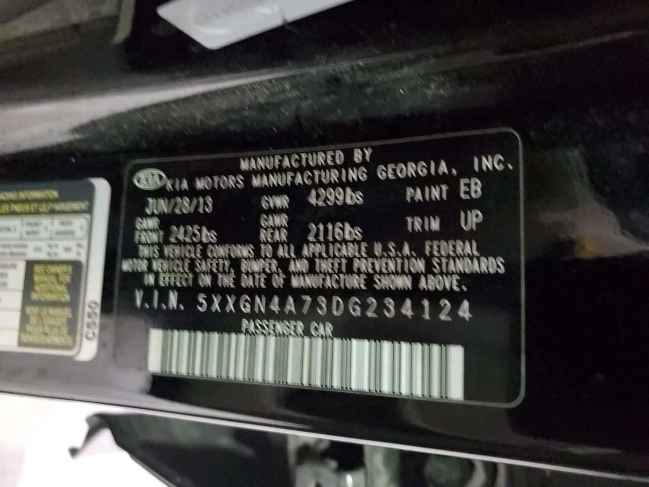 2013 KIA Optima VIN 5XXGN4A73DG234124 Copart auction photo, all over / undercarriage damage thumbnail 12