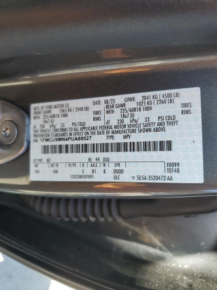 2023 Ford Escape VIN 1FMCU9MN4PUA88027 Copart auction photo, all over damage thumbnail 14