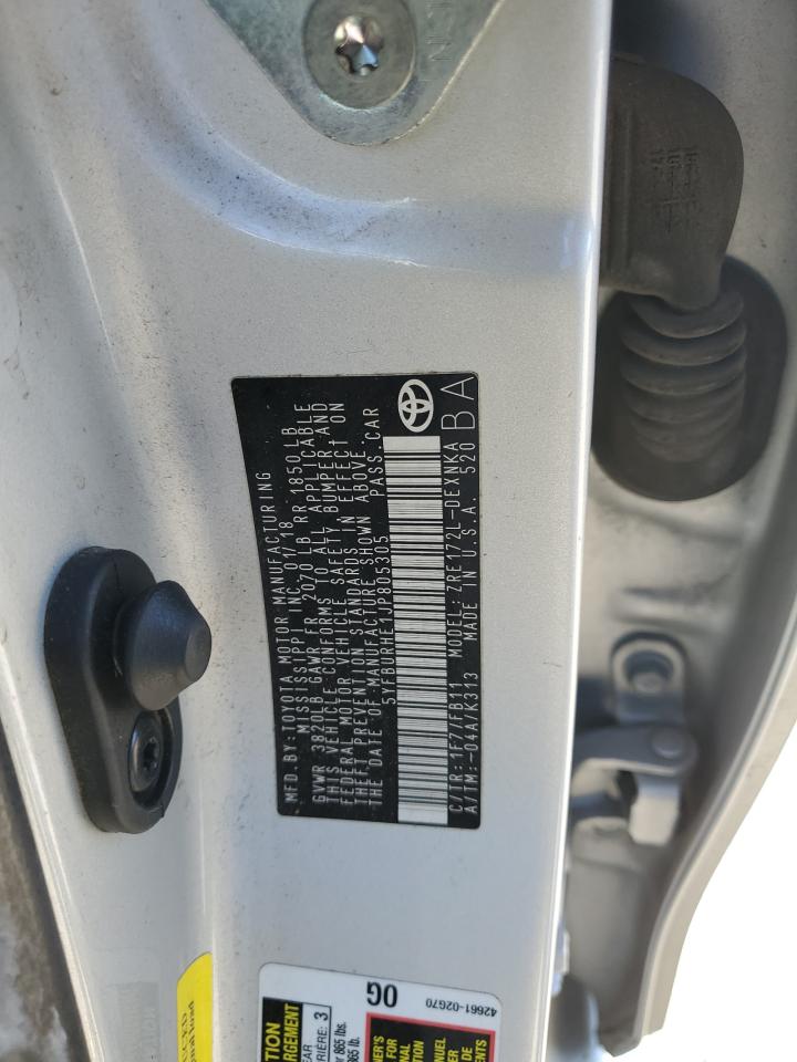 2018 Toyota Corolla VIN 5YFBURHE1JP805305 Copart auction photo, front end / side damage thumbnail 12