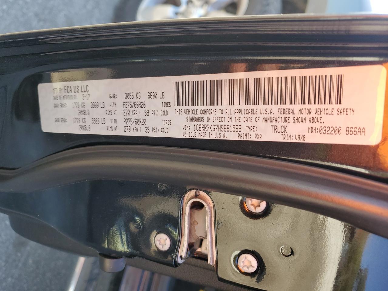 2017 RAM 1500 VIN 1C6RR7KG7HS681569 Copart auction photo, undercarriage damage thumbnail 12