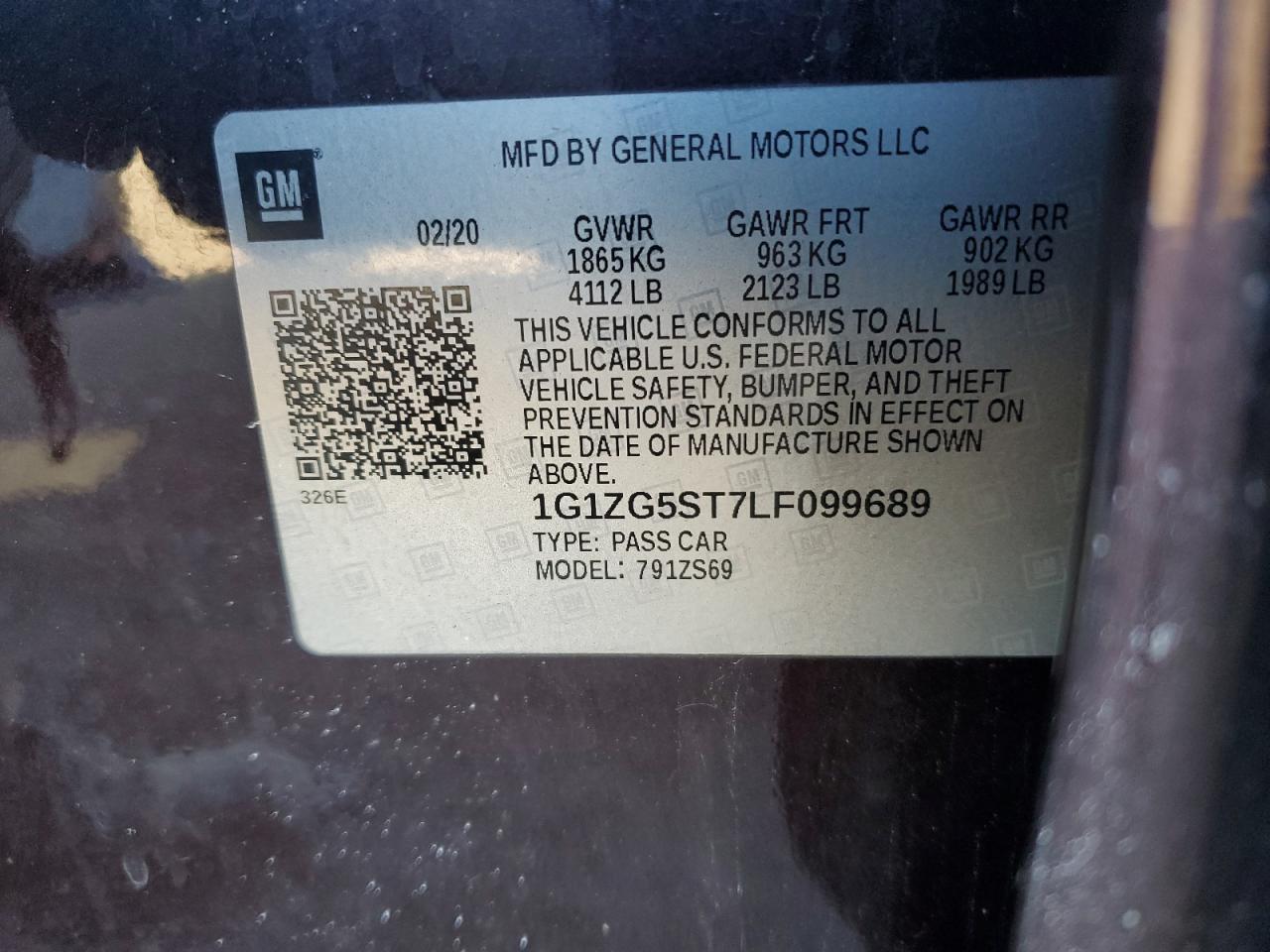 2020 Chevrolet Malibu VIN 1G1ZG5ST7LF099689 Copart auction photo, front end damage thumbnail 13