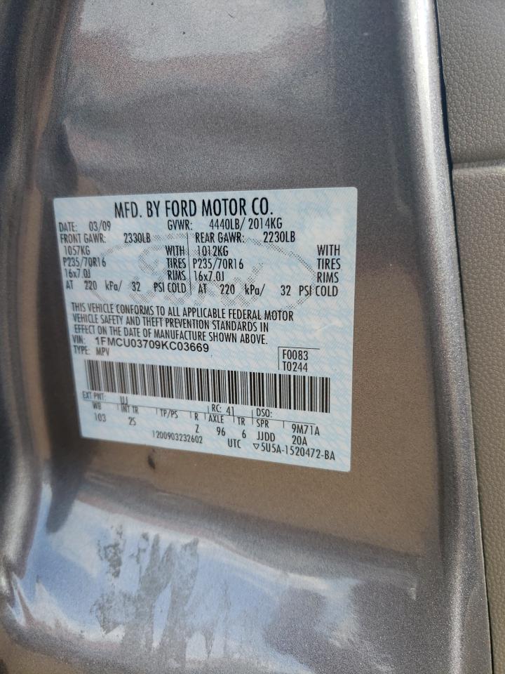 2009 Ford Escape VIN 1FMCU03709KC03669 Copart auction photo, front end damage thumbnail 14