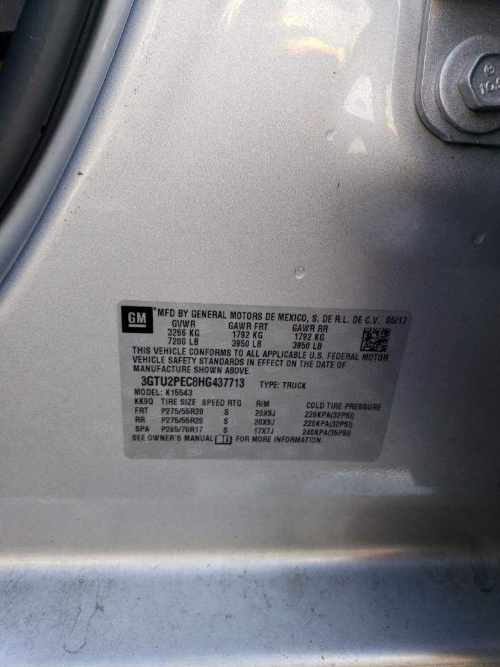2017 GMC Sierra VIN 3GTU2PEC8HG437713 Copart auction photo, side damage thumbnail 12
