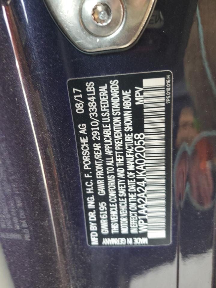 2018 Porsche Cayenne VIN WP1AA2A24JKA02058 Copart auction photo, front end / minor dent/scratches damage thumbnail 13