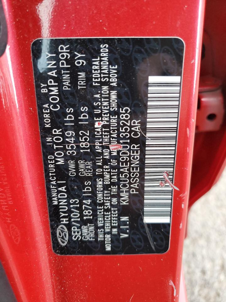 2013 Hyundai Accent VIN KMHCU5AE9DU135285 Copart auction photo, vandalism / front end damage thumbnail 13