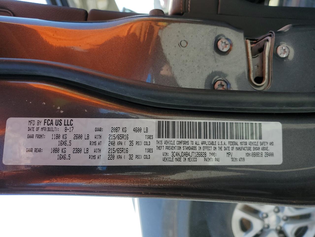 2018 Jeep Compass VIN 3C4NJDAB4JT126828 Copart auction photo, water/flood damage thumbnail 13