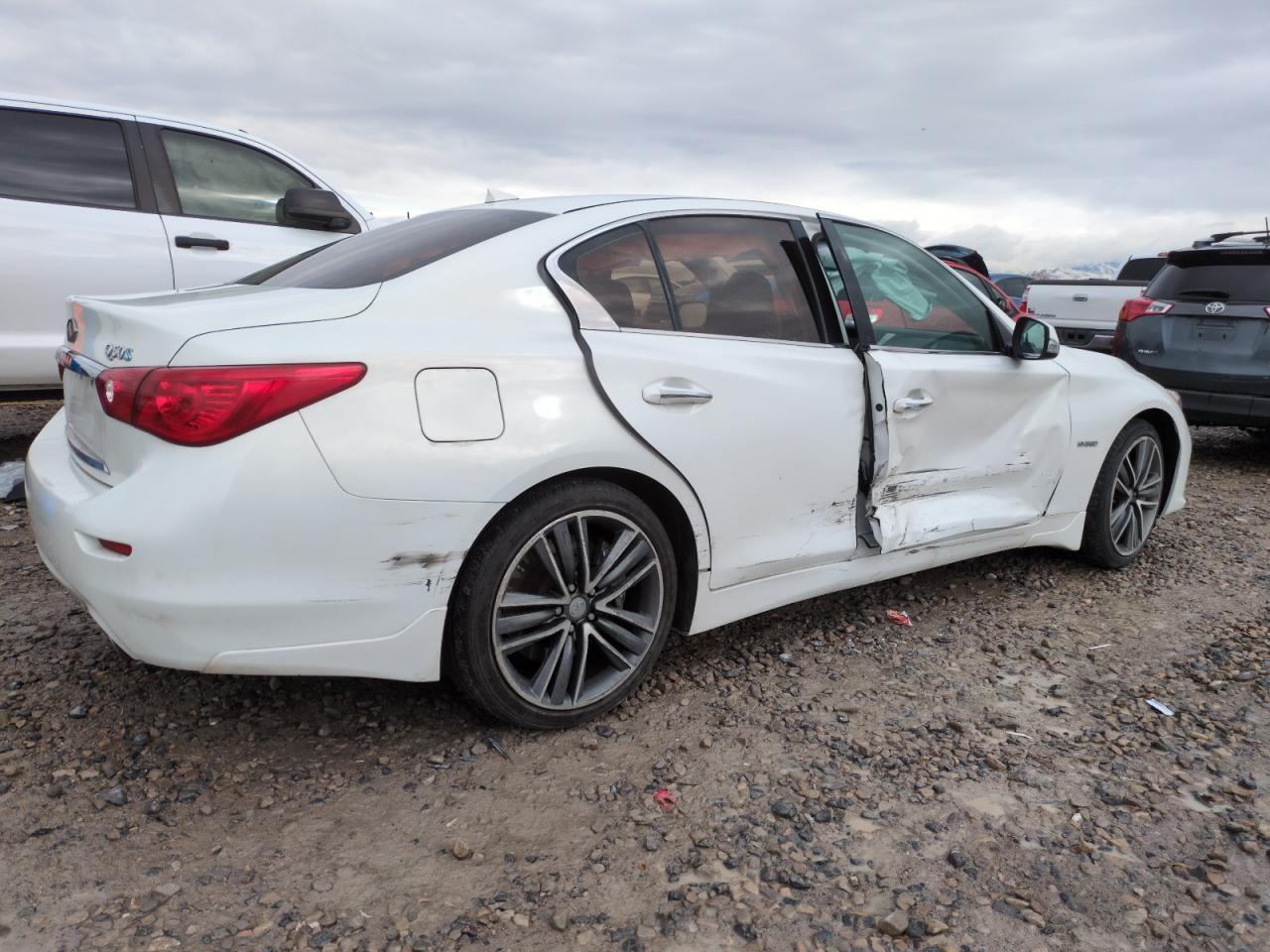 2015 Infiniti Q50 VIN JN1AV7AR4FM850679 Copart auction photo, side damage thumbnail 3
