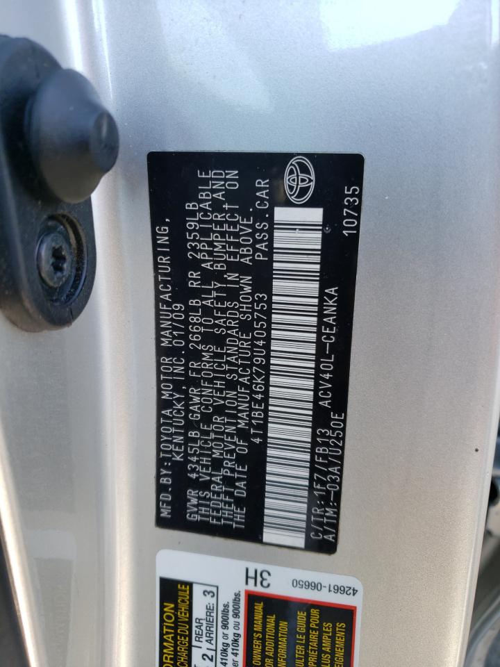 2009 Toyota Camry VIN 4T1BE46K79U405753 Copart auction photo, front end / minor dent/scratches damage thumbnail 12