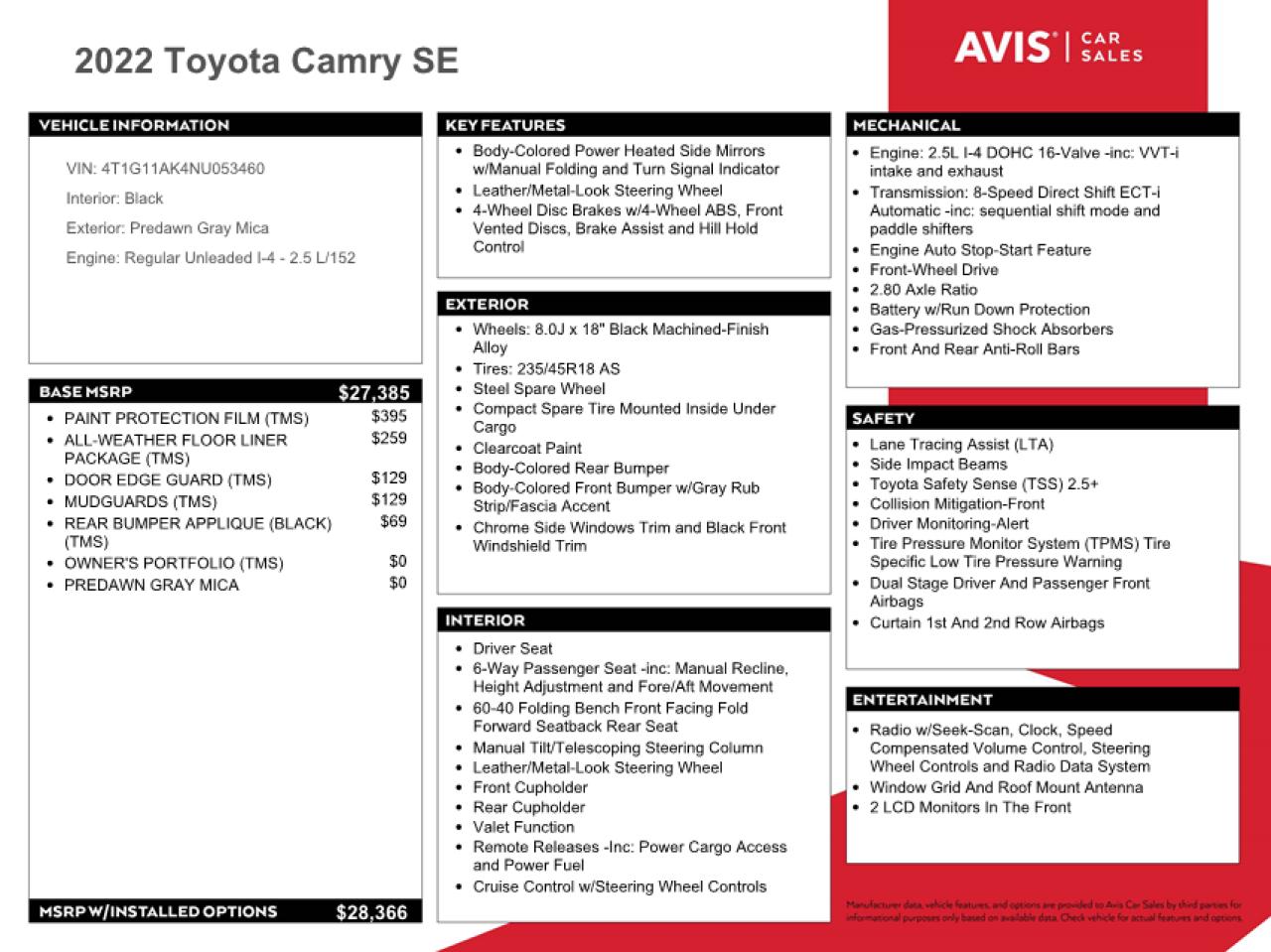 2022 Toyota Camry VIN 4T1G11AK4NU053460 Copart auction photo, front end damage thumbnail 12