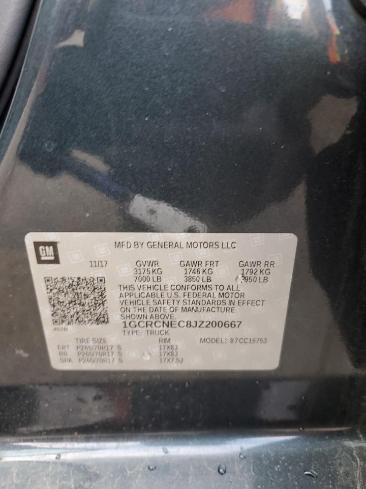 2018 Chevrolet Silverado VIN 1GCRCNEC8JZ200667 Copart auction photo, front end damage thumbnail 13