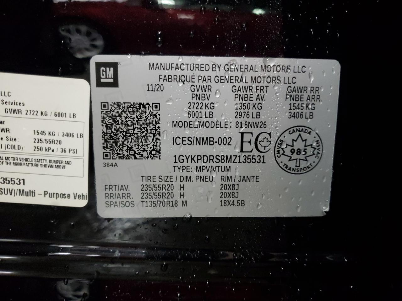 2021 Cadillac XT6 VIN 1GYKPDRS8MZ135531 Copart auction photo, vandalism / front end damage thumbnail 14