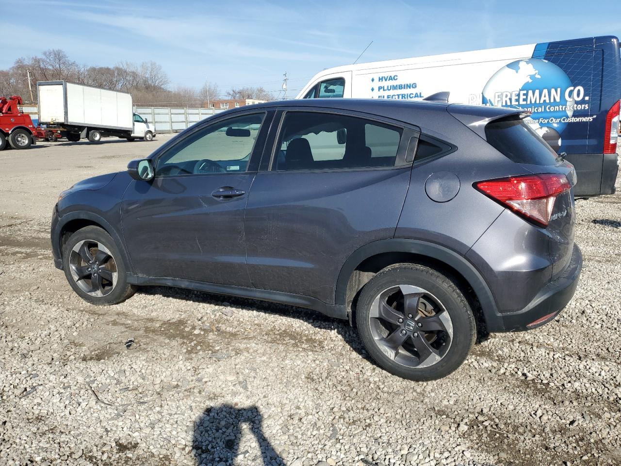 2018 Honda HR-V VIN 3CZRU6H57JG728761 Copart auction photo, side / front end damage thumbnail 2