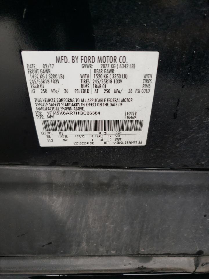 2017 Ford Explorer VIN 1FM5K8AR7HGC26384 Copart auction photo, front end / side damage thumbnail 13