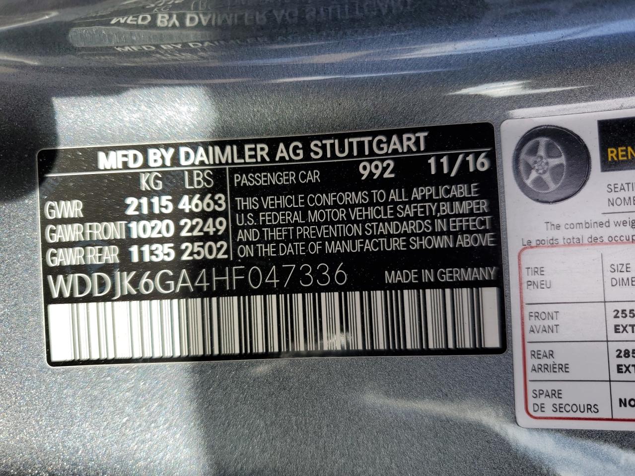 2017 Mercedes-Benz SL-klasse VIN WDDJK6GA4HF047336 Copart auction photo, front end / undercarriage damage thumbnail 14