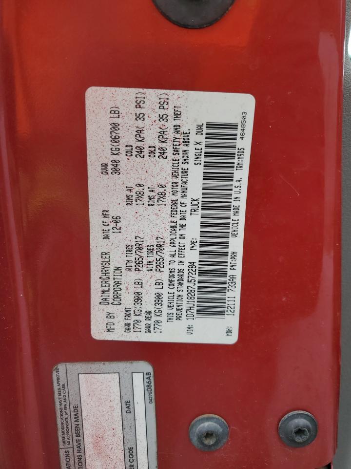 2007 Dodge RAM VIN 1D7HU18287J572284 Copart auction photo, all over / mechanical damage thumbnail 12