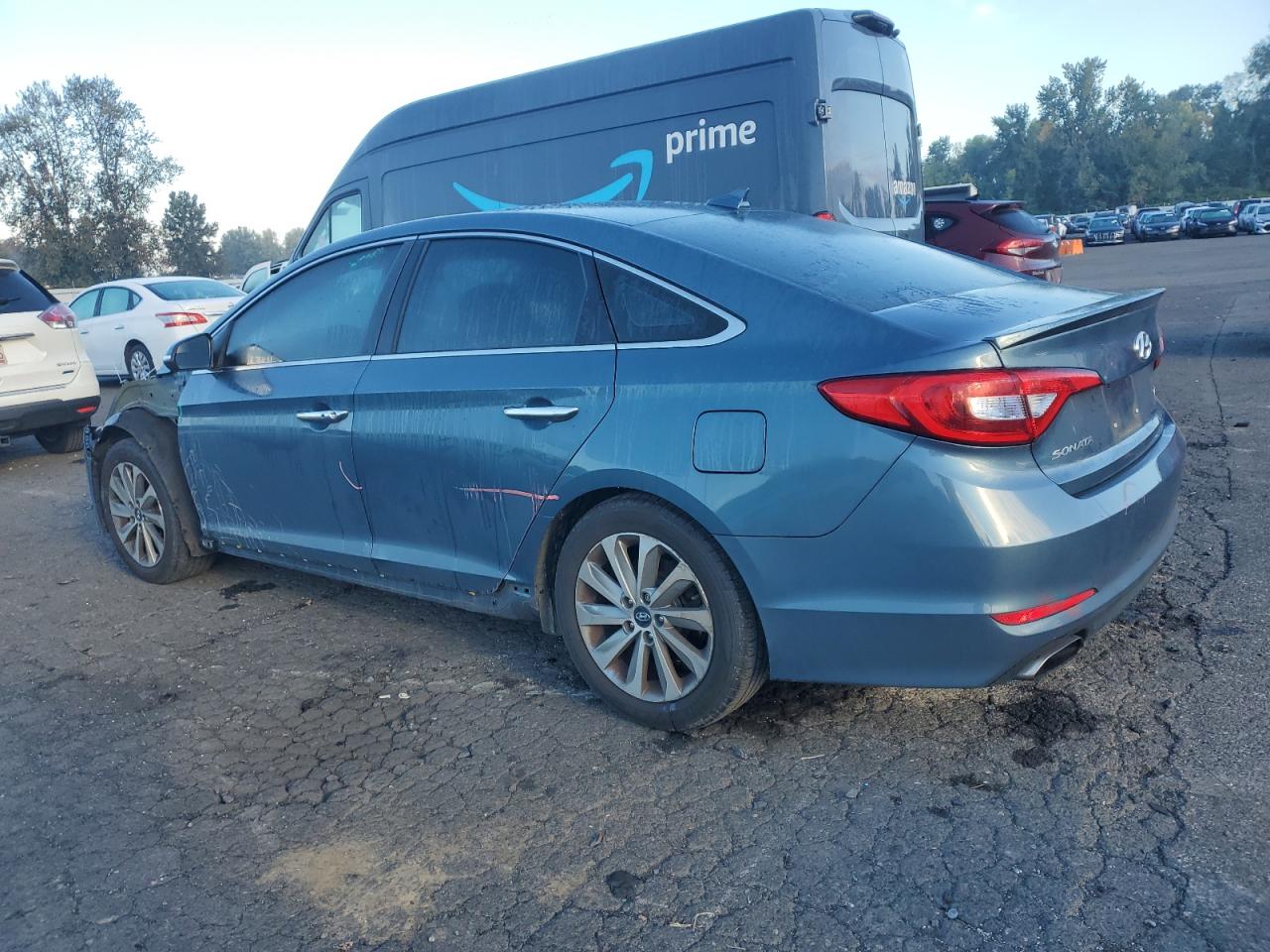 2017 Hyundai Sonata VIN 5NPE34AF7HH445504 Copart auction photo, front end / side damage thumbnail 2