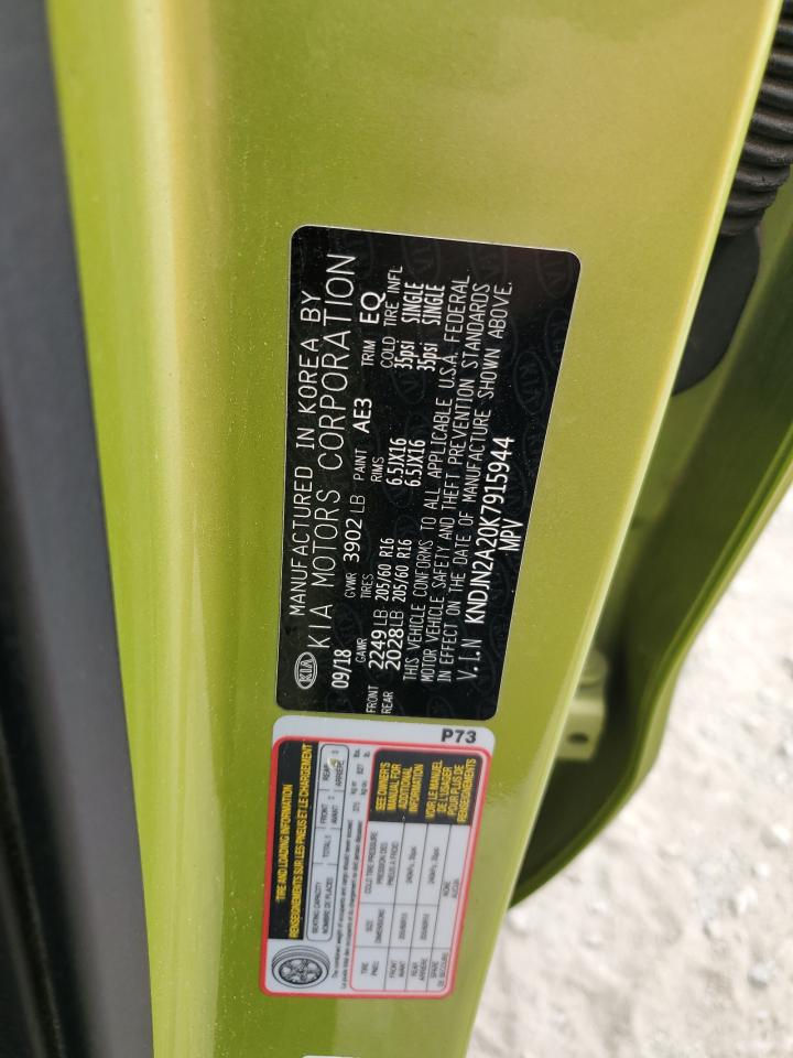 2019 KIA Soul VIN KNDJN2A20K7915944 Copart auction photo, front end / rear end damage thumbnail 12