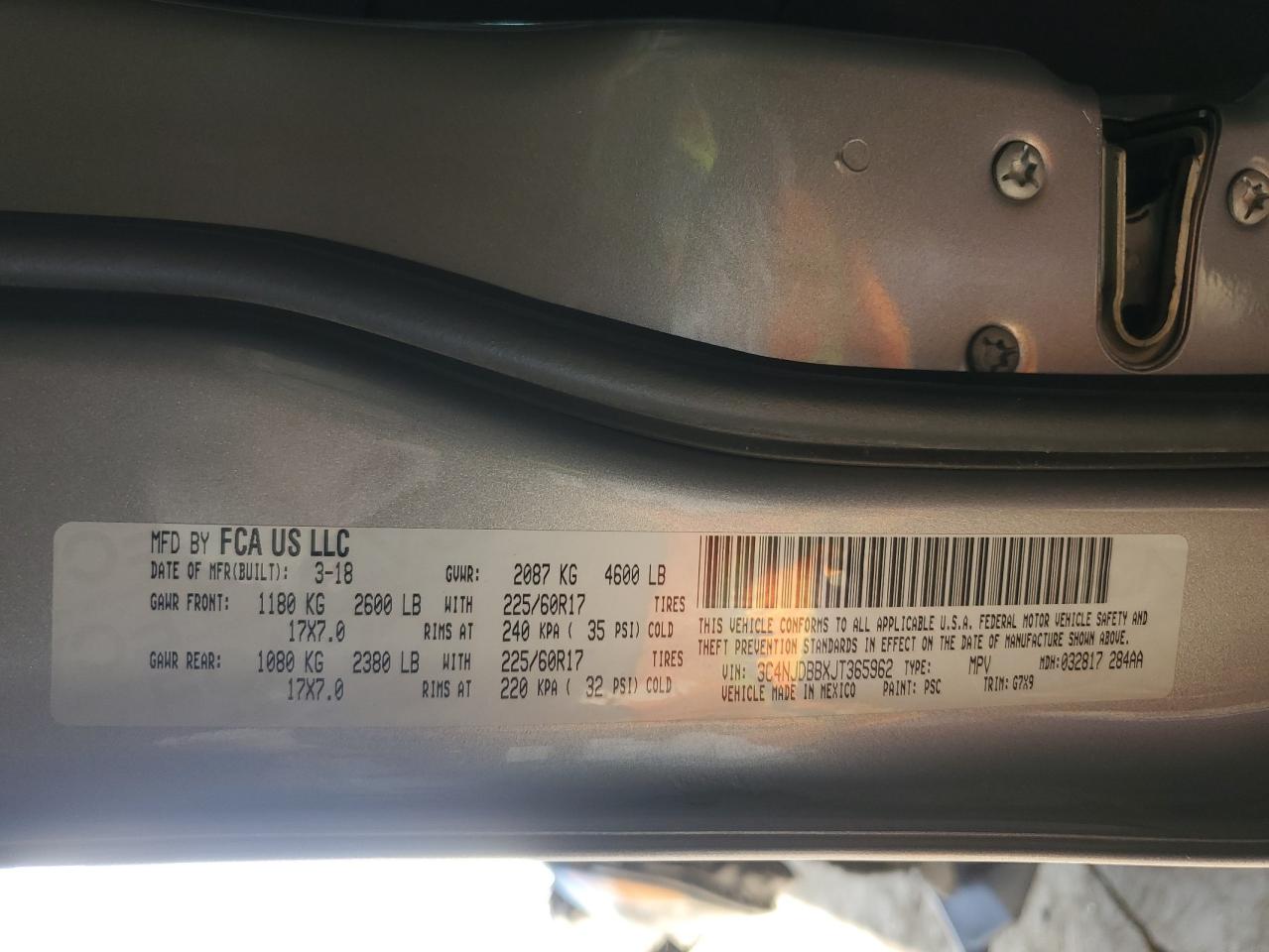 2018 Jeep Compass VIN 3C4NJDBBXJT365962 Copart auction photo, front end / side damage thumbnail 12