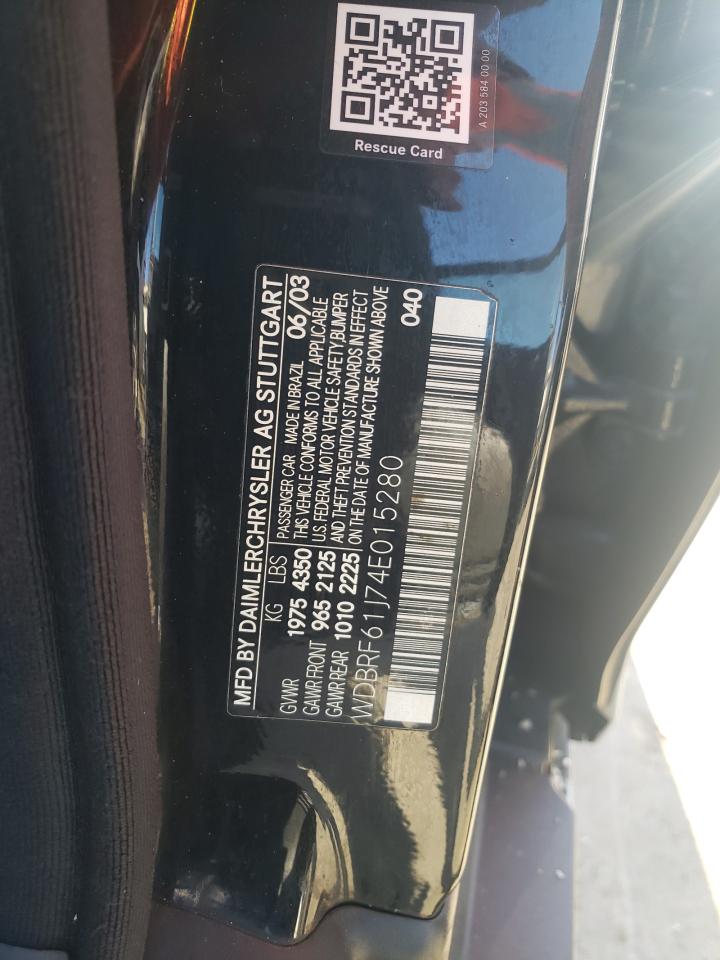 2004 Mercedes-Benz C-klasse VIN WDBRF61J74E015280 Copart auction photo, front end / minor dent/scratches damage thumbnail 14