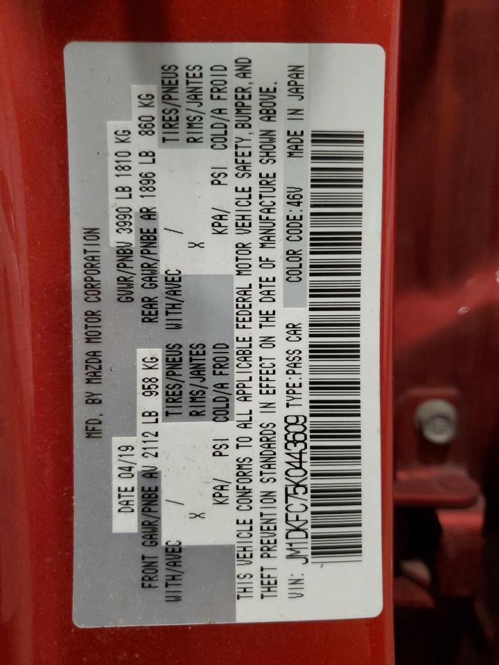 2019 Mazda CX-3 VIN JM1DKFC75K0443609 Copart auction photo, rear end damage thumbnail 13