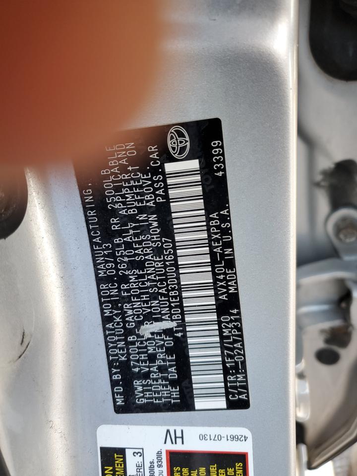 2013 Toyota Avalon VIN 4T1BD1EB3DU016507 Copart auction photo, front end damage thumbnail 13