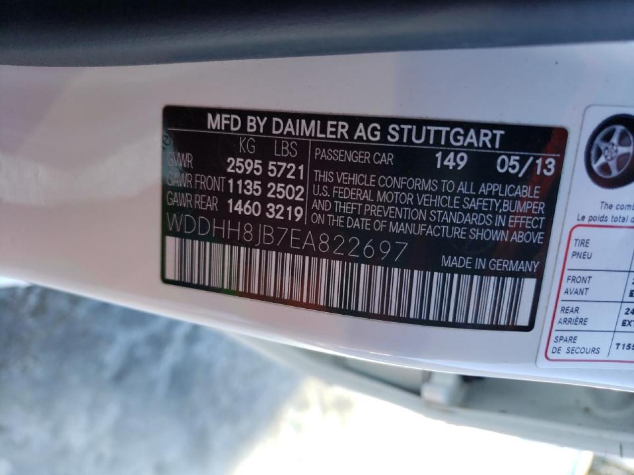 2014 Mercedes-Benz E-klasse VIN WDDHH8JB7EA822697 Copart auction photo, side / front end damage thumbnail 12