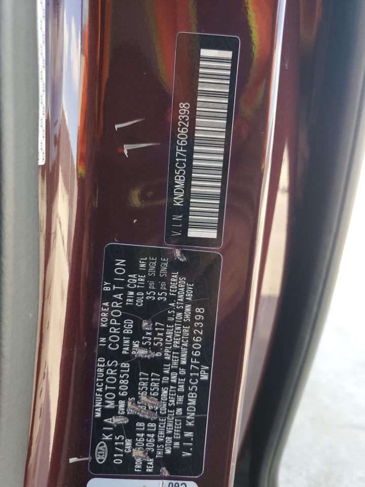 2015 KIA Sedona VIN KNDMB5C17F6062398 Copart auction photo, undercarriage / front end damage thumbnail 14