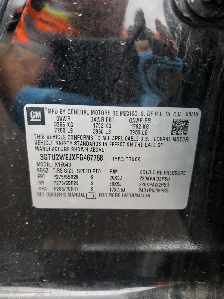 2015 GMC Sierra VIN 3GTU2WEJXFG467768 Copart auction photo, front end / rear end damage thumbnail 12