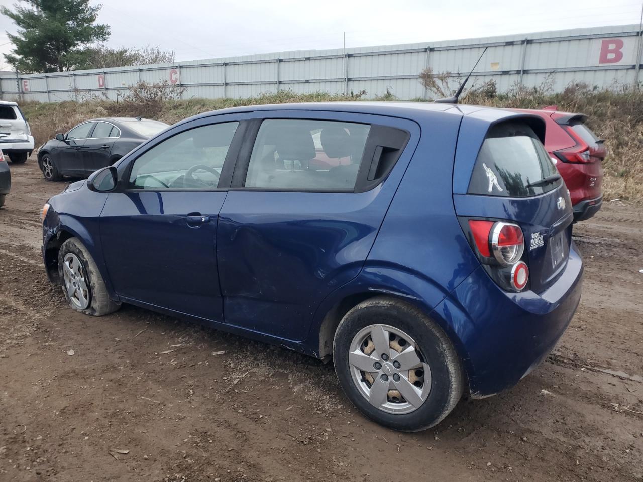 2013 Chevrolet Sonic VIN 1G1JA6SH9D4123326 Copart auction photo, side / front end damage thumbnail 2