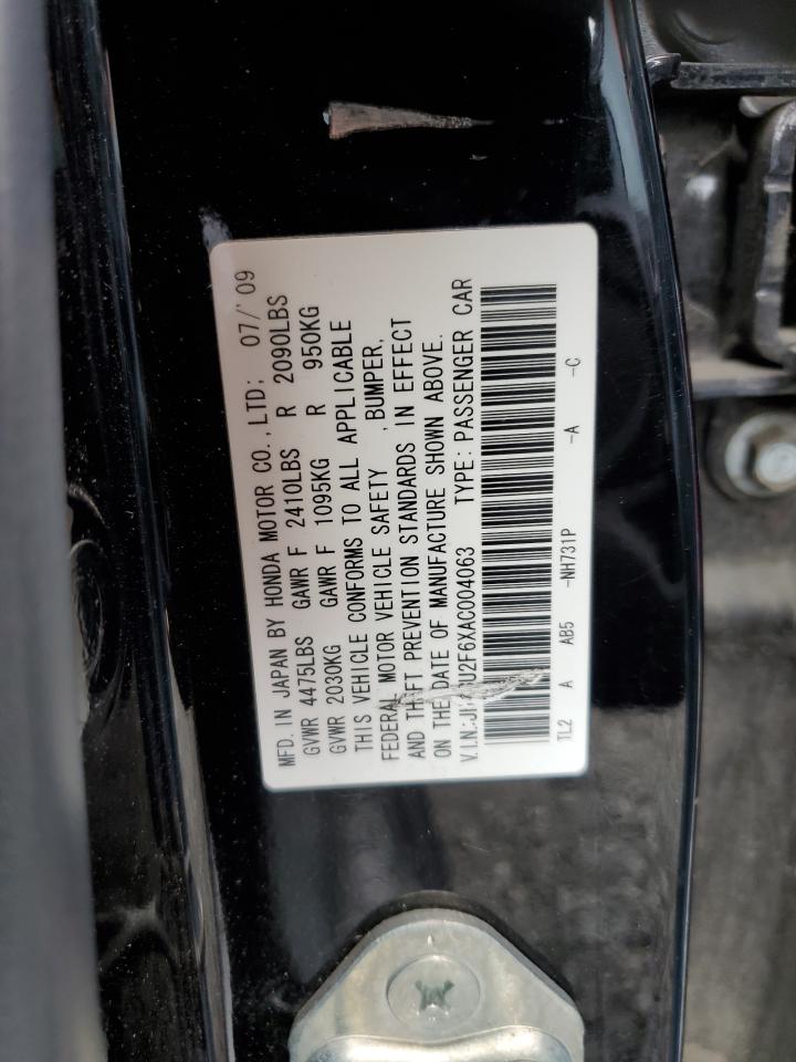 2010 Acura TSX VIN JH4CU2F6XAC004063 Copart auction photo, front end / side damage thumbnail 12