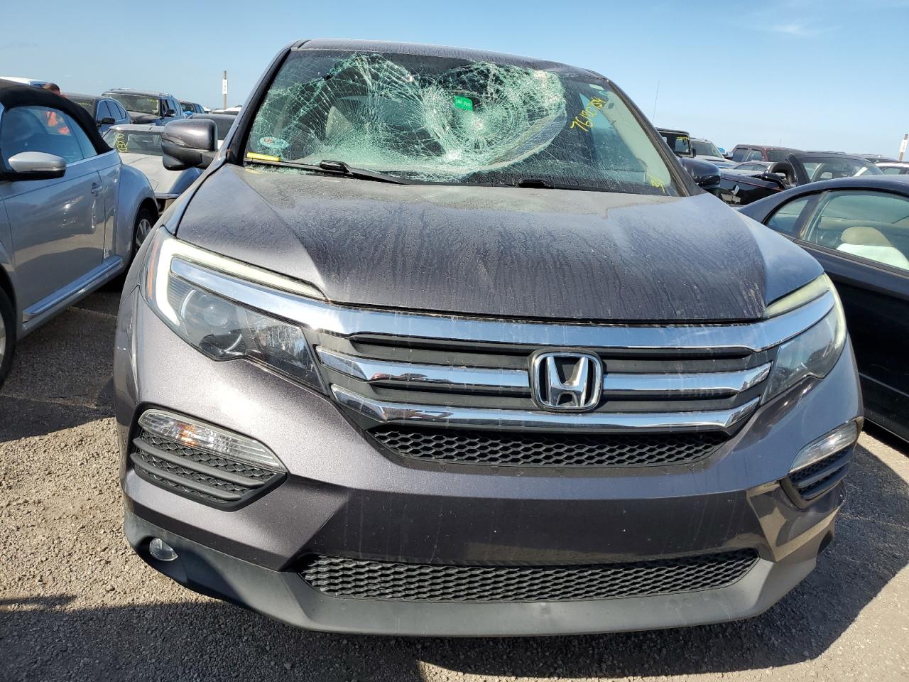 2017 Honda Pilot VIN 5FNYF6H58HB093254 Copart auction photo, top/roof / front end damage thumbnail 5