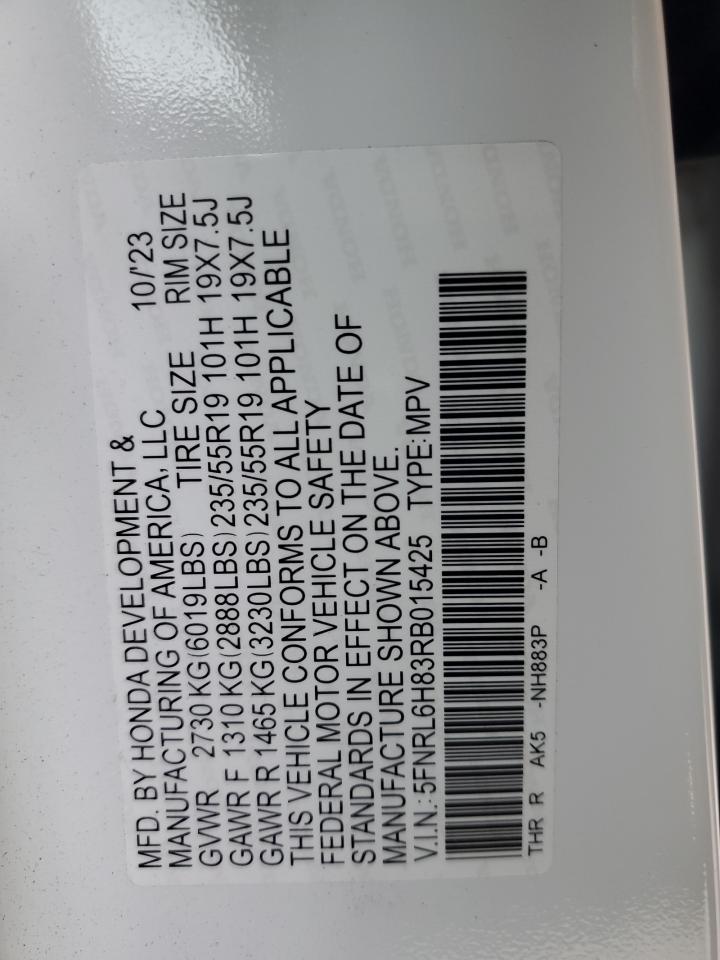 2024 Honda Odyssey VIN 5FNRL6H83RB015425 Copart auction photo, front end damage thumbnail 13