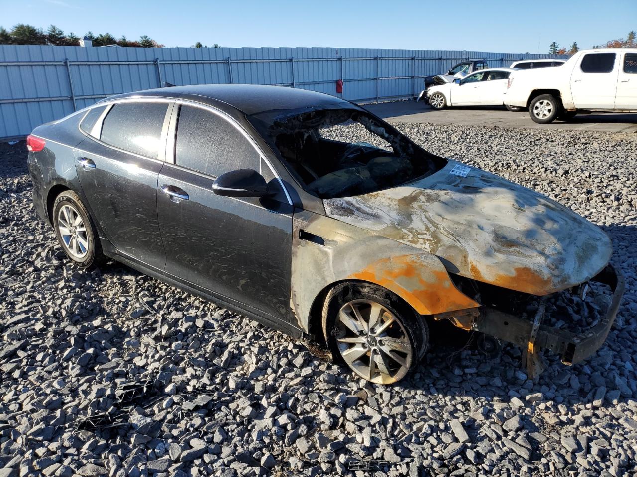 2016 KIA Optima VIN 5XXGT4L36GG097068 Copart auction photo, burn damage thumbnail 4