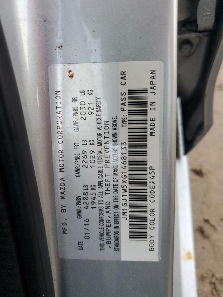 2016 Mazda 6 VIN JM1GJ1W5XG1468133 Copart auction photo, water/flood damage thumbnail 13