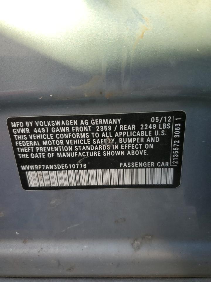 2013 Volkswagen Passat CC VIN WVWRP7AN3DE510776 Copart auction photo, mechanical / normal wear damage thumbnail 12