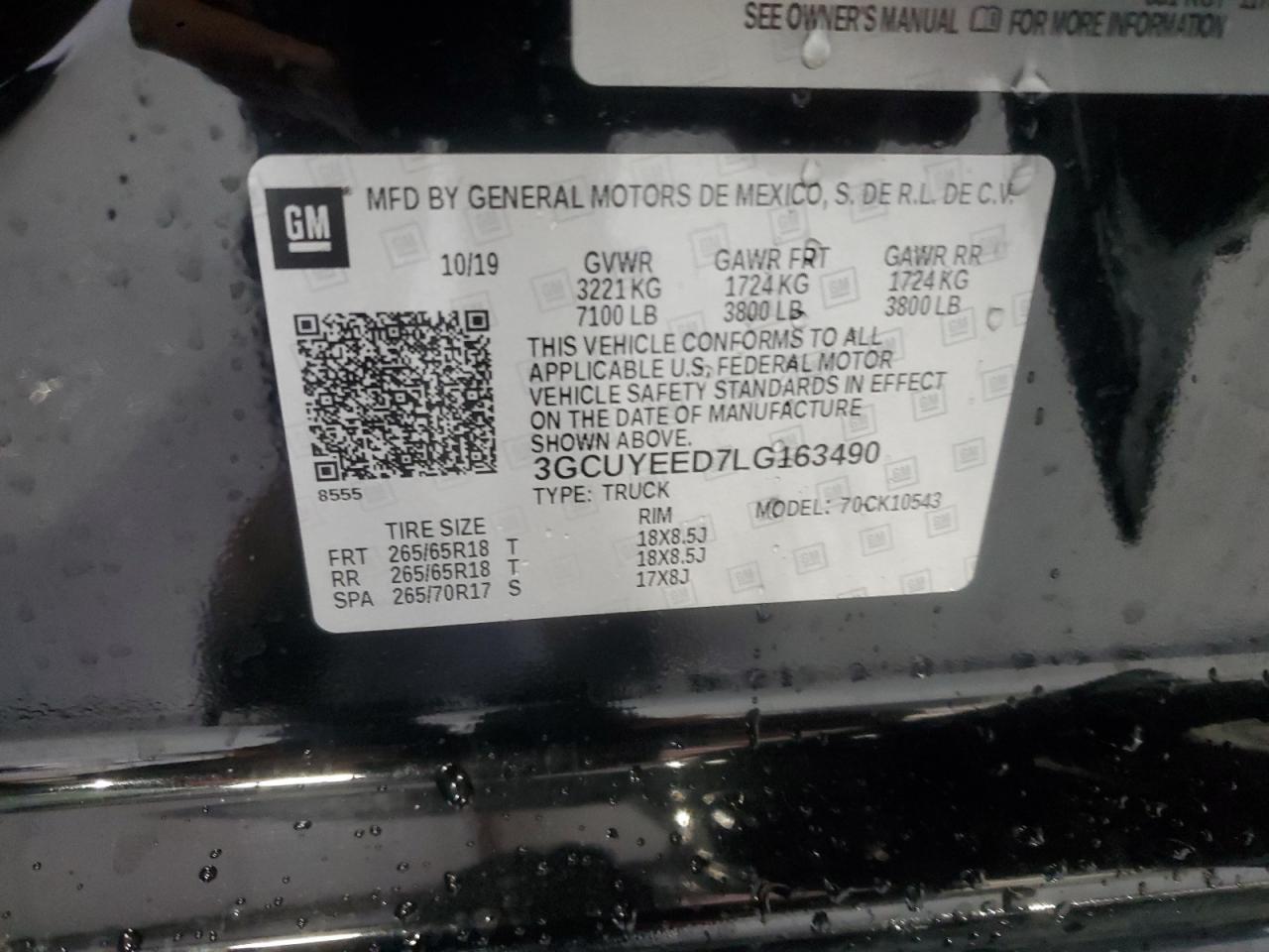 2020 Chevrolet Silverado VIN 3GCUYEED7LG163490 Copart auction photo, front end / undercarriage damage thumbnail 14