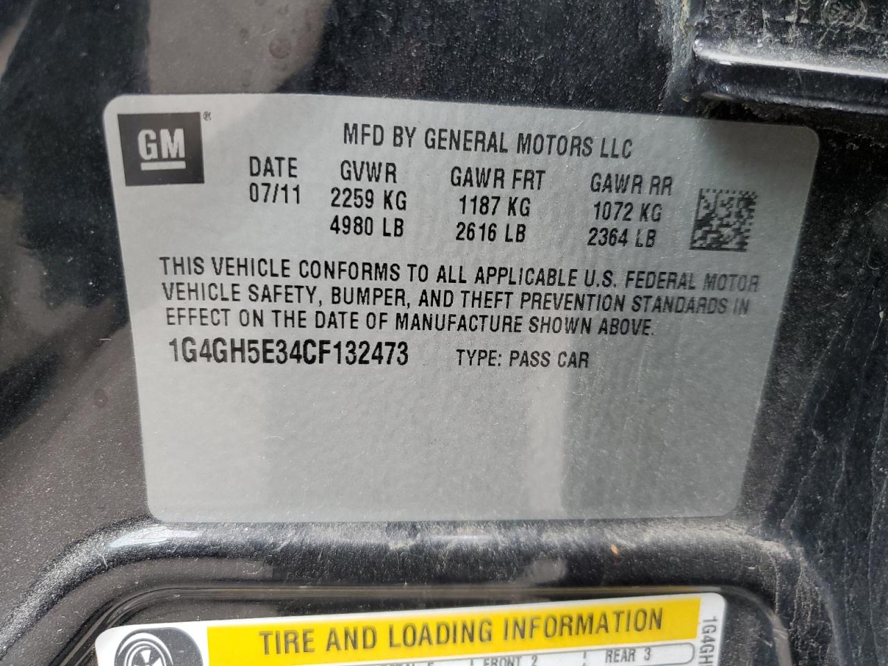 2012 Buick LaCrosse VIN 1G4GH5E34CF132473 Copart auction photo, front end damage thumbnail 13