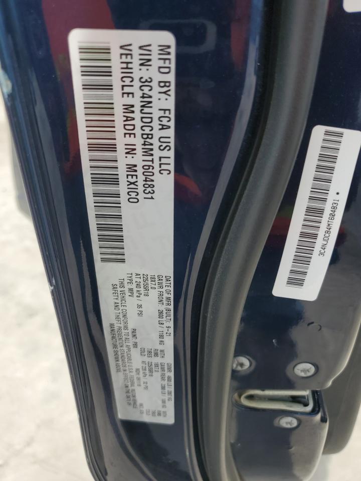 2021 Jeep Compass VIN 3C4NJDCB4MT604831 Copart auction photo, side damage thumbnail 13
